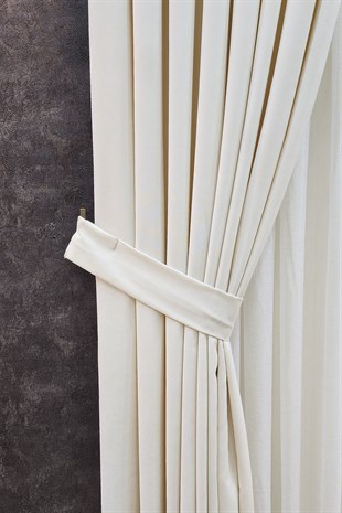 Mosso Fon Perde Düz Renk Krem