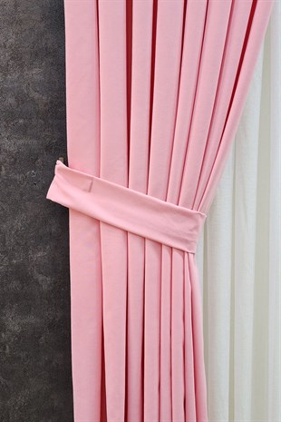 Mosso Fon Perde Düz Renk Pembe