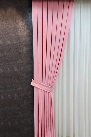 Mosso Fon Perde Düz Renk Pembe