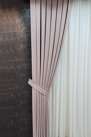 Mosso Fon Perde Düz Renk Pudra