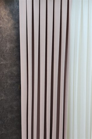 Mosso Fon Perde Düz Renk Pudra