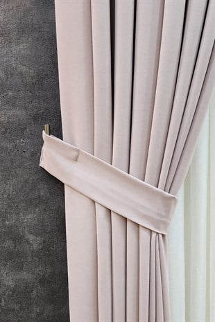 Mosso Fon Perde Düz Renk Pudra