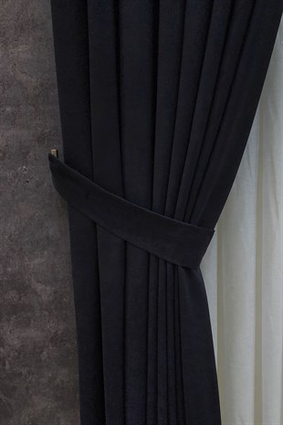 Mosso Fon Perde Düz Renk Siyah