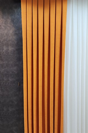 Mosso Fon Perde Düz Renk Turuncu