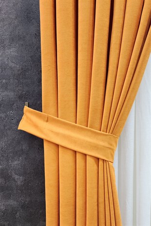 Mosso Fon Perde Düz Renk Turuncu