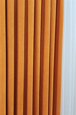 Mosso Fon Perde Düz Renk Turuncu