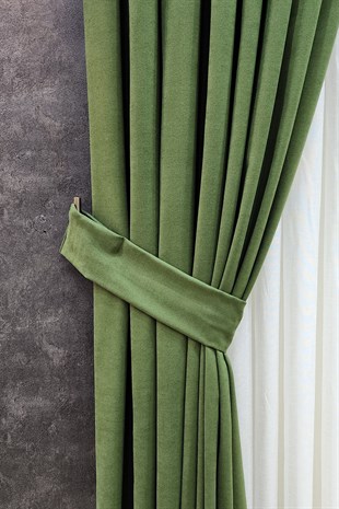 Mosso Fon Perde Düz Renk Yeşil