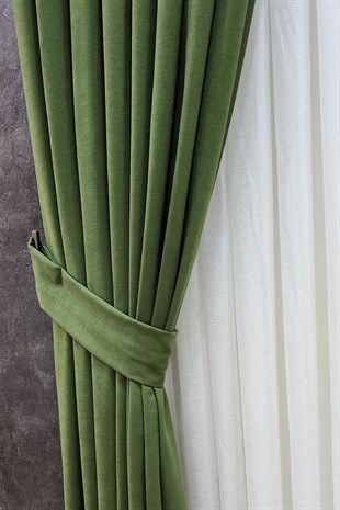 Mosso Fon Perde Düz Renk Yeşil