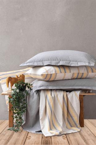 Natureforce İpliği Boyalı Çift Kişilik Nevresim Takımı Tribus Sarı