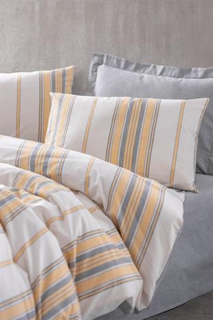 Natureforce İpliği Boyalı tek Kişilik Nevresim Takımı Tribus Sarı