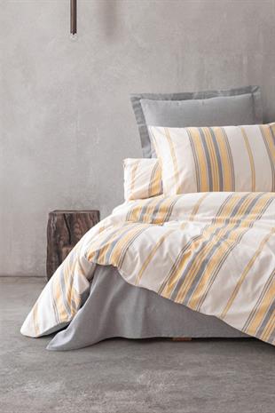 Natureforce İpliği Boyalı tek Kişilik Nevresim Takımı Tribus Sarı