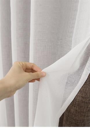 Naturel Foldet Keten Tül Perde Ekru