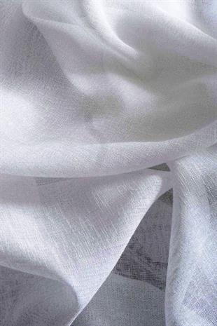 Naturel Foldet Keten Tül Perde Ekru