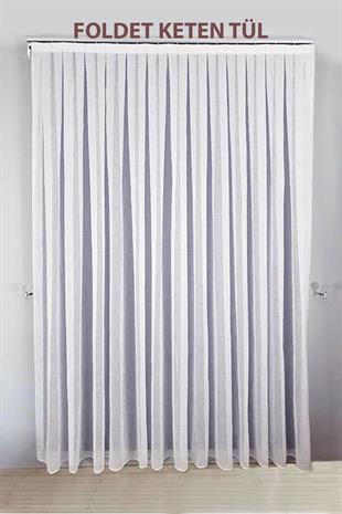 Naturel Foldet Keten Tül Perde Ekru