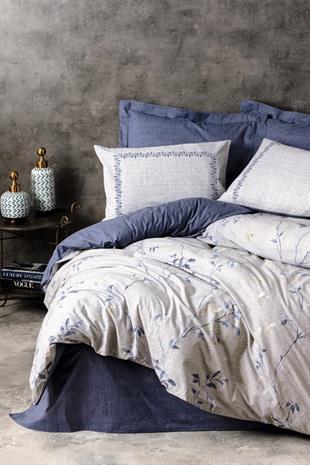 Nitsa Lacivert Çift Kişilik Nevresim Takımı - %100 Pamuk Ranforce 30/1 57 Tel