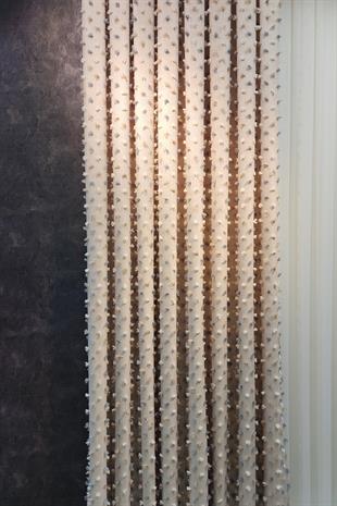 Pastel Püsküllü Fon Perde Bej Renk - Modern ve Neşeli Tasarım