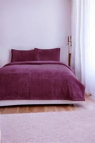 Piramit Battaniye Çift Kişilik Mürdüm Renk 220x240cm