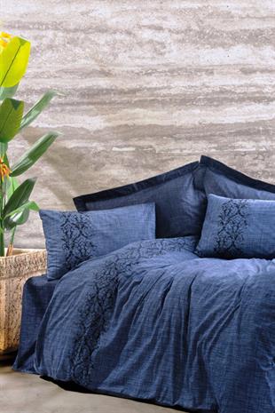 Plain Tek Kişilik Nevresim Takımı Sooty Denim