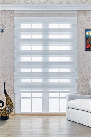 Plise Zebra Perde Beyaz