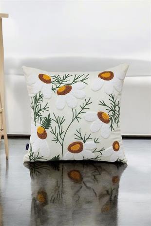 Punch Keten Dekoratif Kırlent Kılıfı 43cmX43cm 1 Adet K019