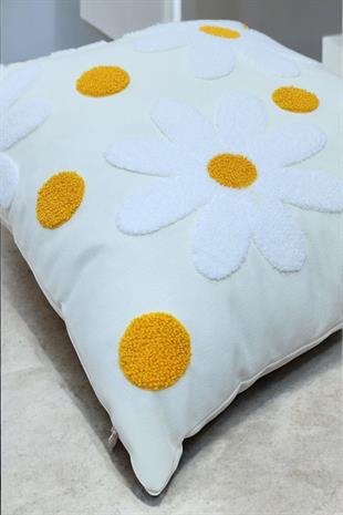 Punch Keten Dekoratif Kırlent Kılıfı 43cmX43cm 1 Adet K017
