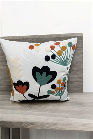 Punch Keten Dekoratif Kırlent Kılıfı 43cmX43cm 1 Adet KT001