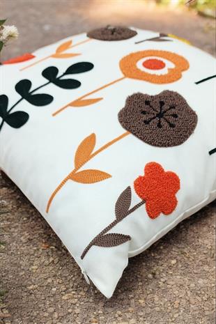 Punch Keten Dekoratif Kırlent Kılıfı 43cmX43cm 1 Adet K015