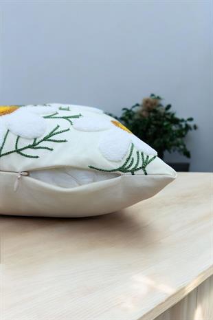 Punch Keten Dekoratif Kırlent Kılıfı 43cmX43cm 1 Adet K019