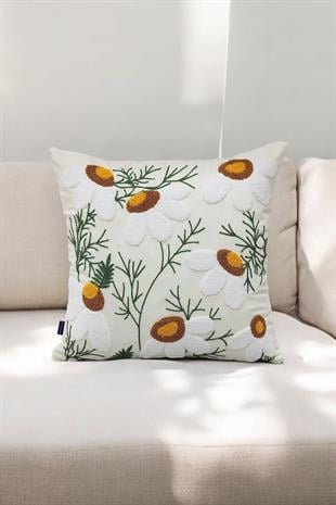 Punch Keten Dekoratif Kırlent Kılıfı 43cmX43cm 1 Adet K019