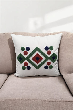 Punch Keten Dekoratif Kırlent Kılıfı 43cmX43cm 1 Adet KT013