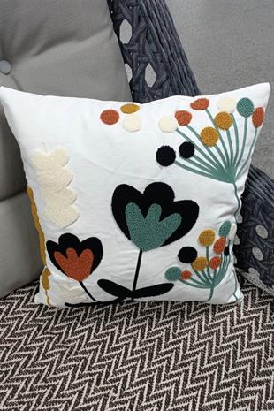 Punch Keten Dekoratif Kırlent Kılıfı 43cmX43cm 1 Adet KT001