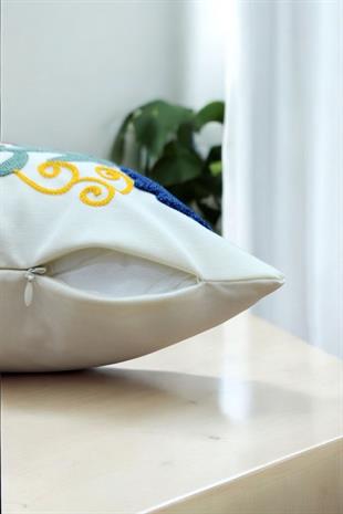 Punch Keten Dekoratif Kırlent Kılıfı 43cmX43cm 1 Adet K021