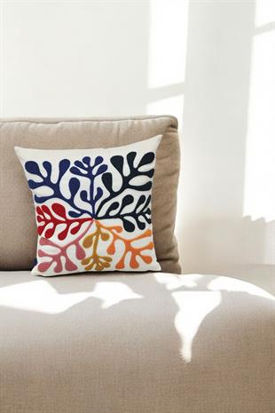 Punch Keten Dekoratif Kırlent Kılıfı 43cmX43cm 1 Adet K016