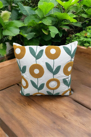 Punch Keten Dekoratif Kırlent Kılıfı 43cmX43cm 1 Adet KT002