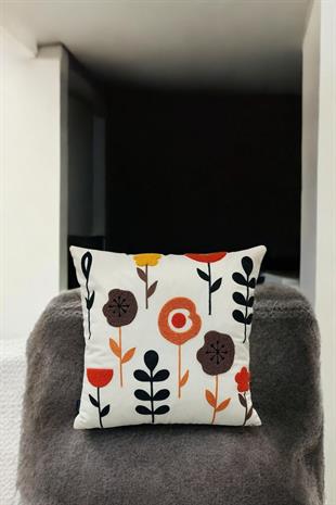 Punch Keten Dekoratif Kırlent Kılıfı 43cmX43cm 1 Adet K015