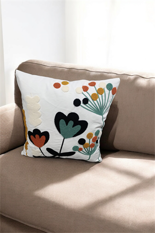 Punch Keten Dekoratif Kırlent Kılıfı 43cmX43cm 1 Adet KT001