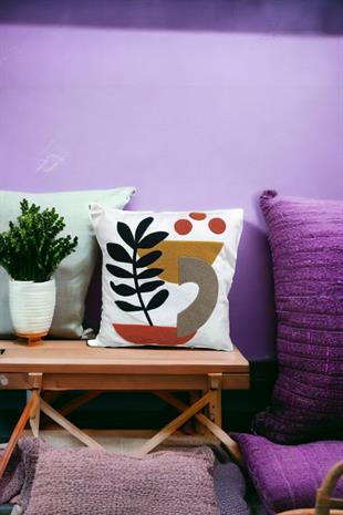 Punch Keten Dekoratif Kırlent Kılıfı 43cmX43cm 1 Adet KT003