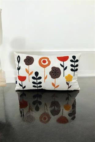 Punch Keten Dekoratif Kırlent Kılıfı 50cmX30cm 1 Adet K030