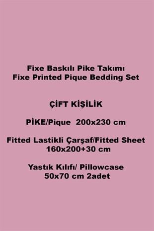 Rosella Pembe Çift Kişilik Pike Takımı – %100 Pamuk, Modern Tasarım
