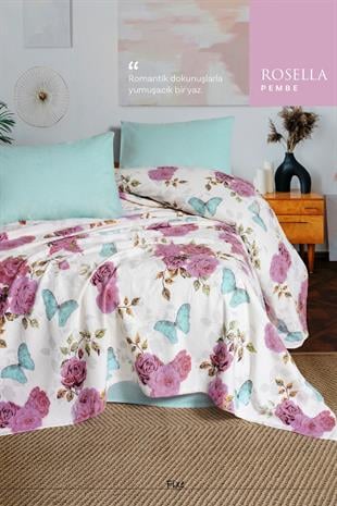 Rosella Pembe Çift Kişilik Pike Takımı – %100 Pamuk, Modern Tasarım