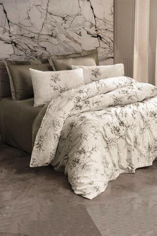 Saten Çift Kişilik Nevresim Takımı Florid Vizon