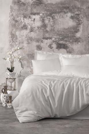 Smart Bambu Saten Çift Kişilik Nevresim Takımı Beyaz