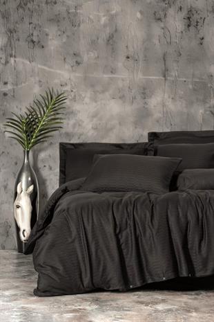 Smart Bambu Saten Çift Kişilik Nevresim Takımı Siyah