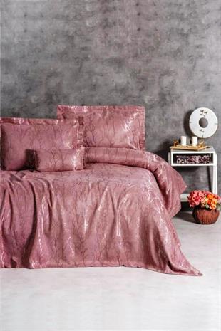 Smart Çift Kişilik Yatak Örtüsü Dalya Gül Kurusu