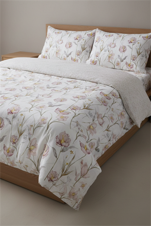 Soft Çiçek Bahçesi Çift Kişilik %100 Pamuk Nevresim Takımı