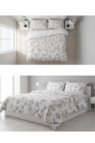 Soft Çiçek Bahçesi Çift Kişilik %100 Pamuk Nevresim Takımı