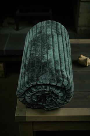 Softline Haki Çizgili Yumuşak ve Hafif Battaniye 150x200 cm (Tek Kişilik)