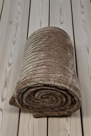 Softline Kahverengi Çizgili Yumuşak ve Hafif Battaniye 200x220 cm (Çift Kişilik)