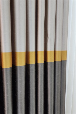 Vita Fon Perde Krem Gold Taş Vizon Renk