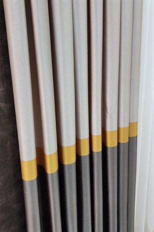 Vita Fon Perde Krem Gold Taş Vizon Renk